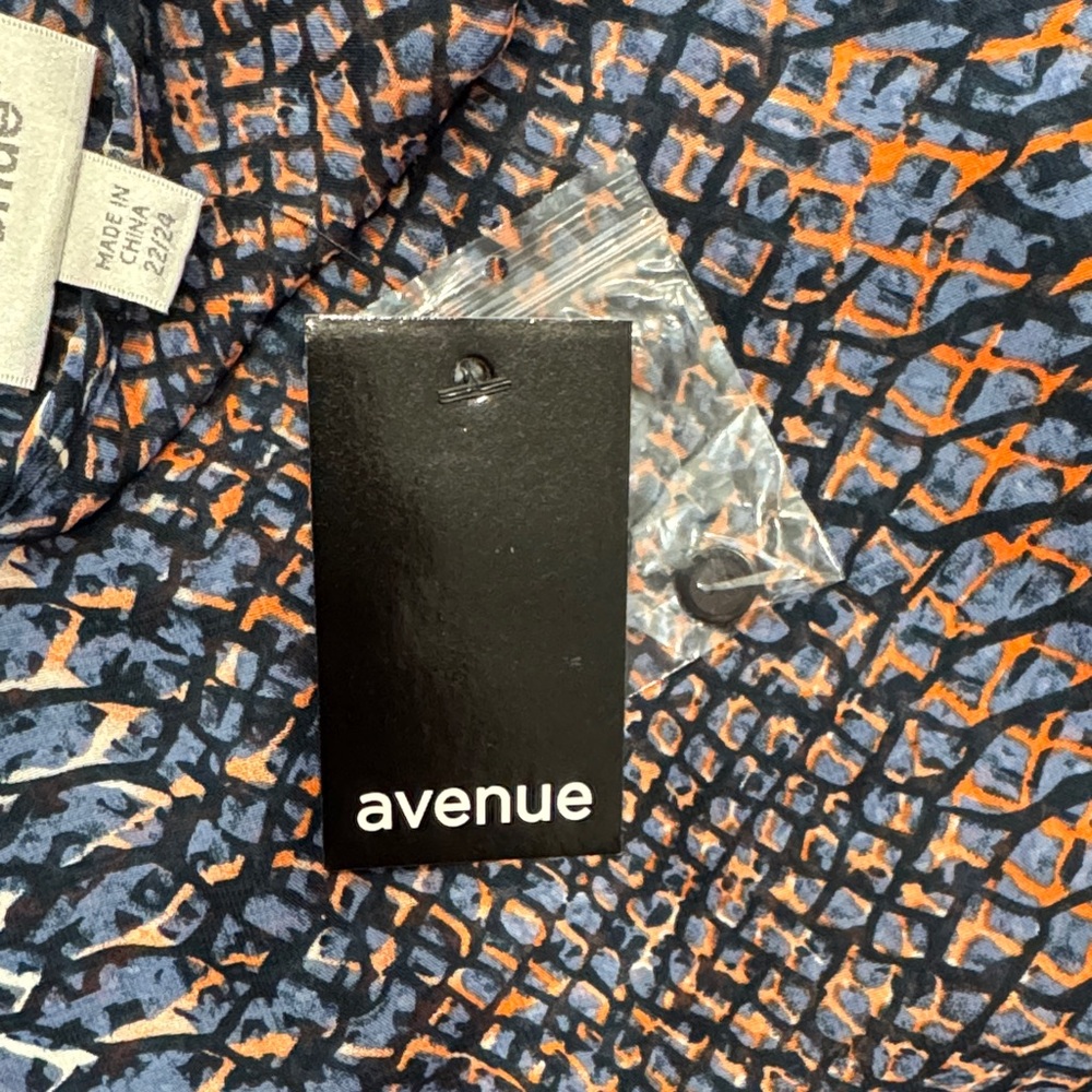 Avenue Blue and Orange Patterned Blouse - Picture 7 of 7